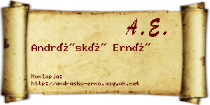 Andráskó Ernő névjegykártya